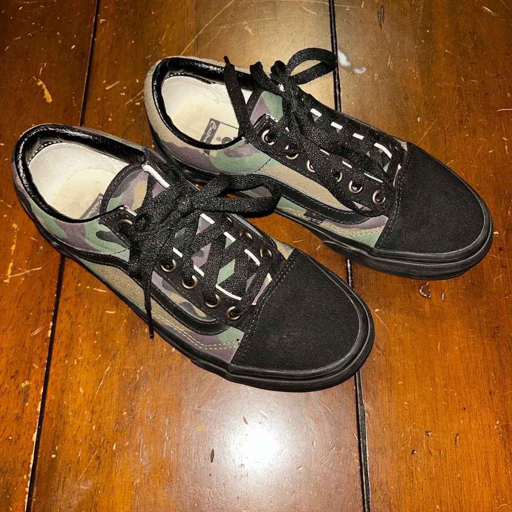 Vans Camo and Black Lace-Up Sneakers